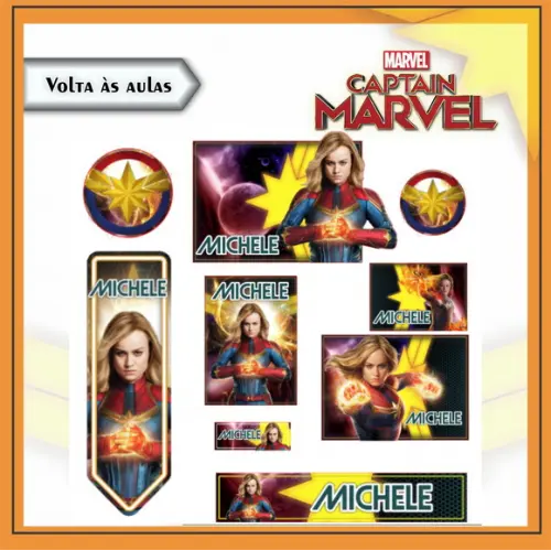 Arquivo de Corte - Etiqueta Escolar (capitã Marvel) B
