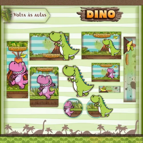Arquivo de Corte - Etiqueta Escolar (dinossauros) P