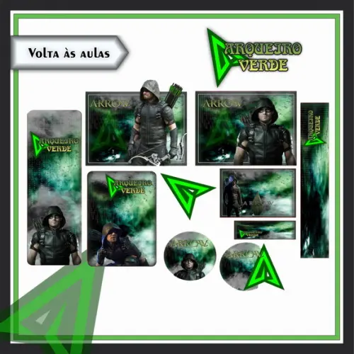 Arquivo de Corte - Etiqueta Escolar (arqueiro Verde) B