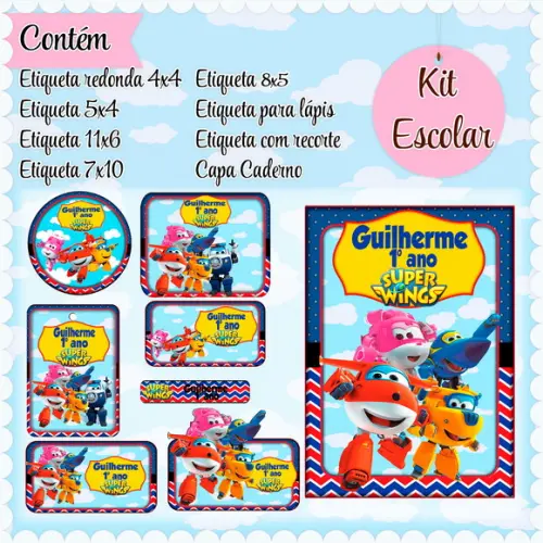 Arquivo de Corte - Etiqueta Escolar (super Wings) B