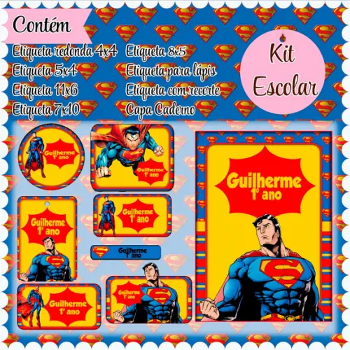 Arquivo de Corte - Etiqueta Escolar (super Homem) B