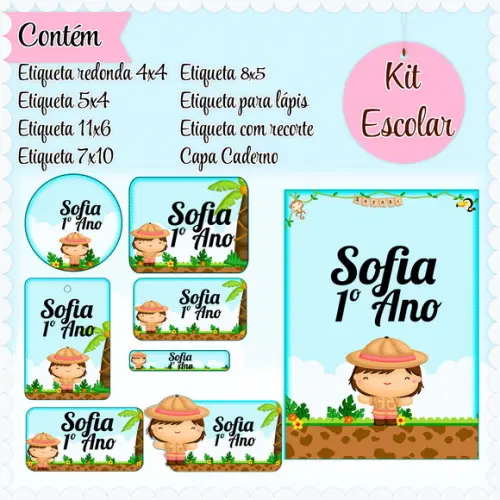 Arquivo de Corte - Etiqueta Escolar (safari) I