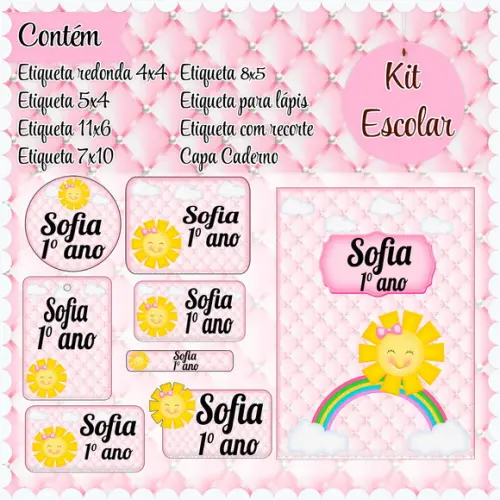 Arquivo de Corte - Etiqueta Escolar (raio de Sol) a