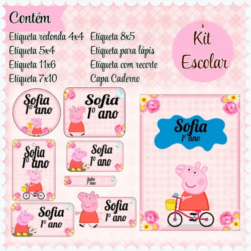 Arquivo de Corte - Etiqueta Escolar (porquinha) c