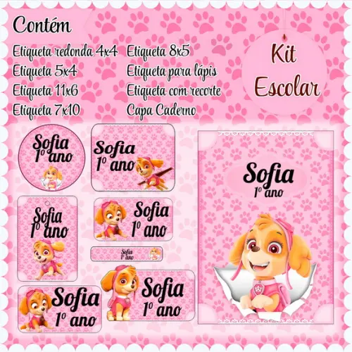 Arquivo de Corte - Etiqueta Escolar (patrulha Canina) m