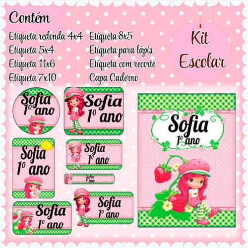 Arquivo de Corte - Etiqueta Escolar (moranguinho) a