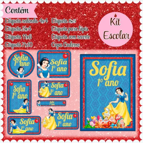Arquivo de Corte - Etiqueta Escolar (branca de Neve) D