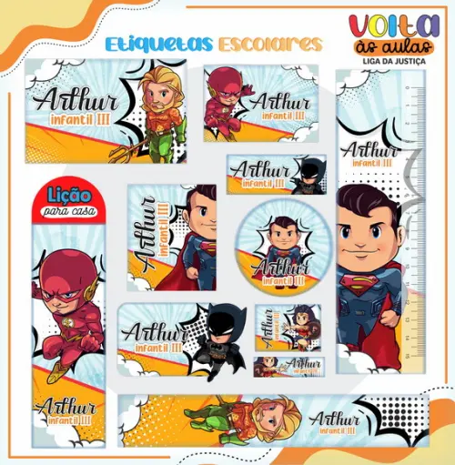 Arquivo de Corte - Etiqueta Escolar (liga da Justiça) D