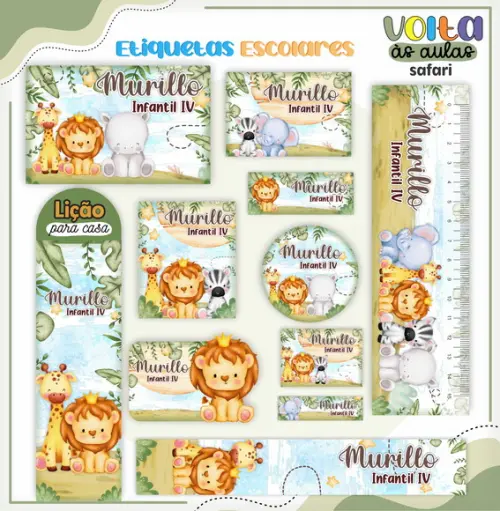 Arquivo de Corte - Etiqueta Escolar (safari) H