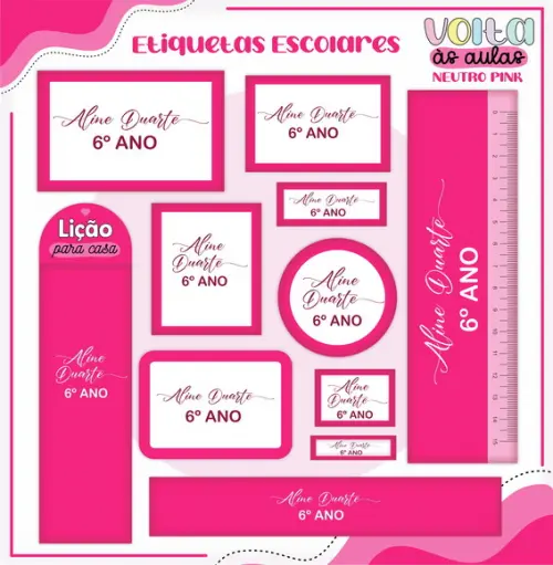 Arquivo de Corte - Etiqueta Escolar (neutro Pink) a