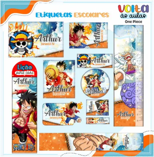 Arquivo de Corte - Etiqueta Escolar (one Piece) c