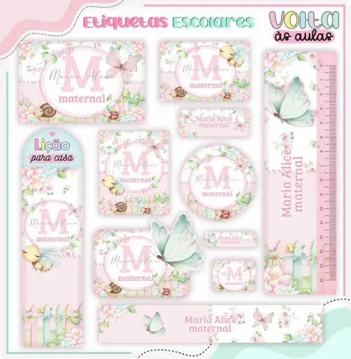 Arquivo de Corte - Etiqueta Escolar (jardim Encantado) F