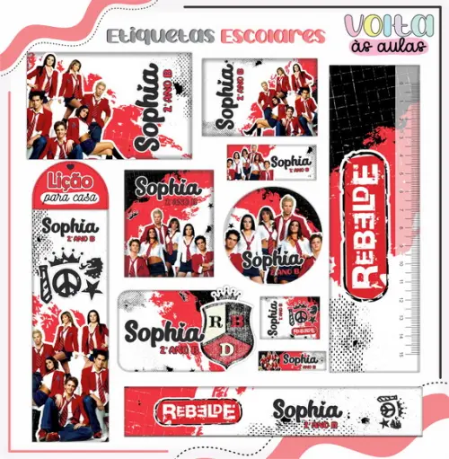 Arquivo de Corte - Etiqueta Escolar (rebelde) a