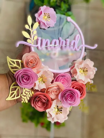 Arquivo de Corte - Topo de Bolo (floral) 7