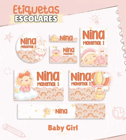 Arquivo de Corte - Etiqueta Escolar (baby Girl) a
