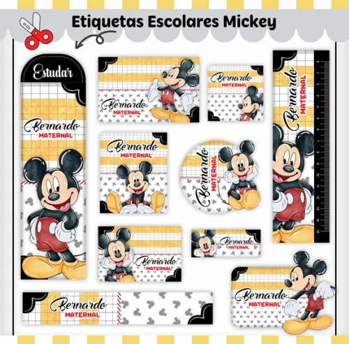 Arquivo de Corte - Etiqueta Escolar (mickey) H