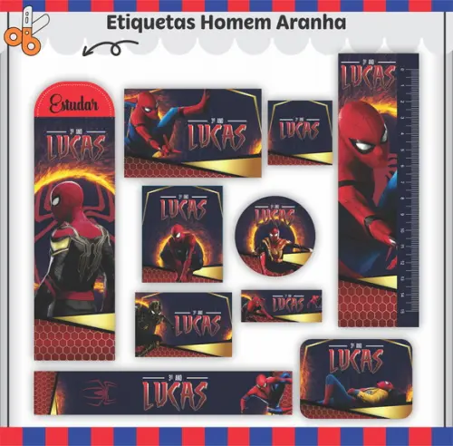 Arquivo de Corte - Etiqueta Escolar (homem Aranha) G