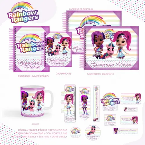 Arquivo Digital - Etiqueta Escolar (rainbow Rangers) a