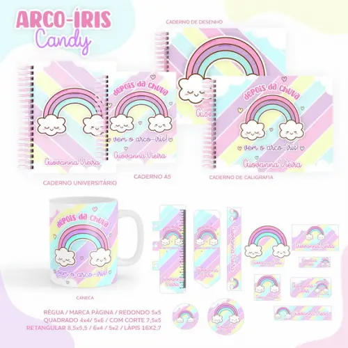 Arquivo Digital - Etiqueta Escolar (arco-íris) D