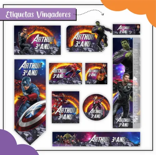 Arquivo de Corte - Etiqueta Escolar (vingadores) D