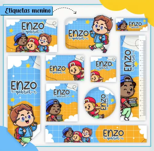 Arquivo de Corte - Etiqueta Escolar (menininho) a