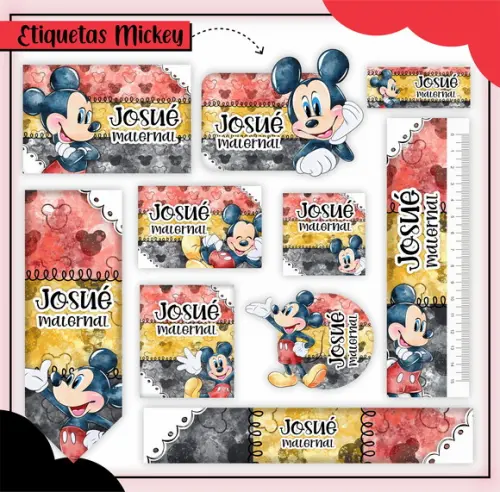 Arquivo de Corte - Etiqueta Escolar (mickey) e
