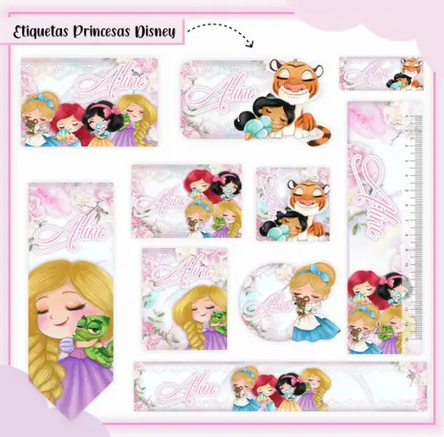 Arquivo de Corte - Etiqueta Escolar (princesas) F