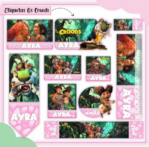Arquivo de Corte - Etiqueta Escolar (os Croods) a