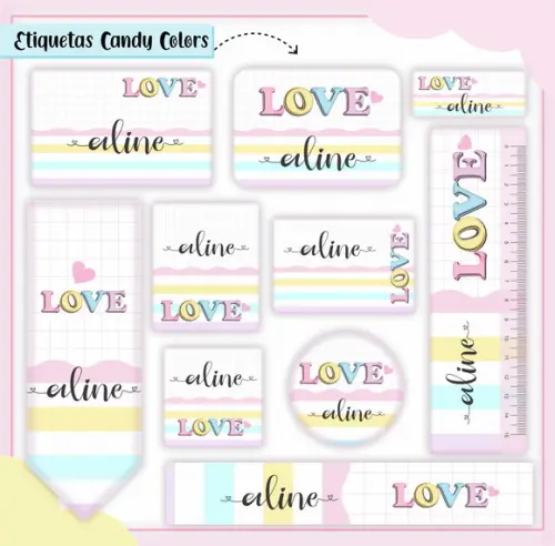 Arquivo de Corte - Etiqueta Escolar (candy Color) c