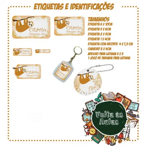 Arquivo de Corte - Etiqueta Escolar (preguiça) a