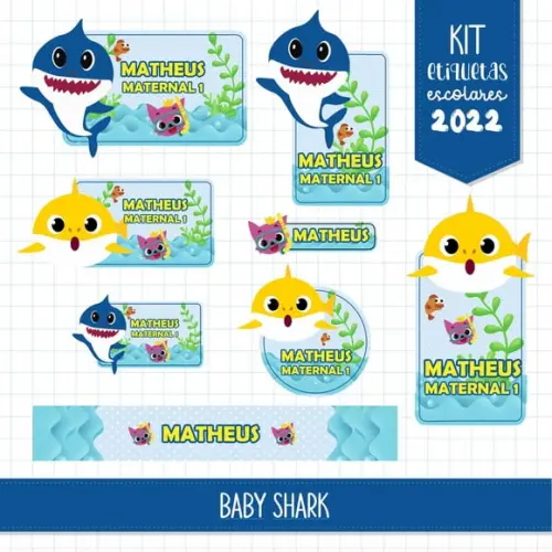 Arquivo de Corte - Etiqueta Escolar (baby Shark) B