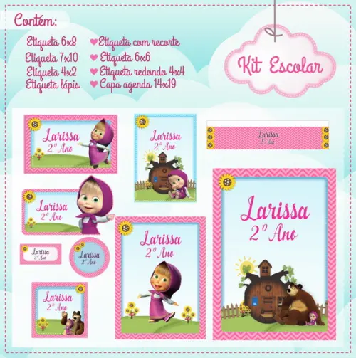 Arquivo de Corte - Etiqueta Escolar (masha) a