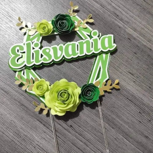 Arquivo de Corte - Topo de Bolo (Floral) 3