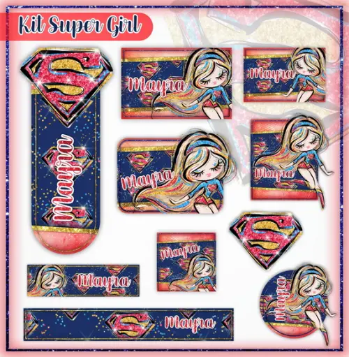 Arquivo de Corte - Etiqueta Escolar (supergirl) B