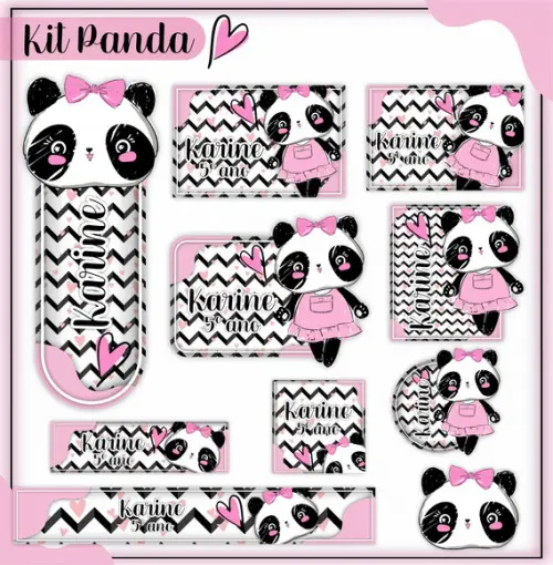 Arquivo de Corte - Etiqueta Escolar (panda Rosa) c