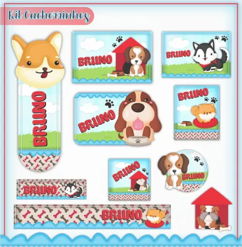 Arquivo de Corte - Etiqueta Escolar (cachorrinho) a