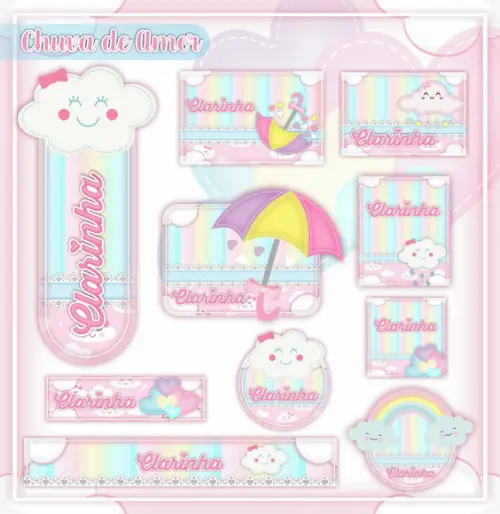 Arquivo de Corte - Etiqueta Escolar (chuva de Amor) c