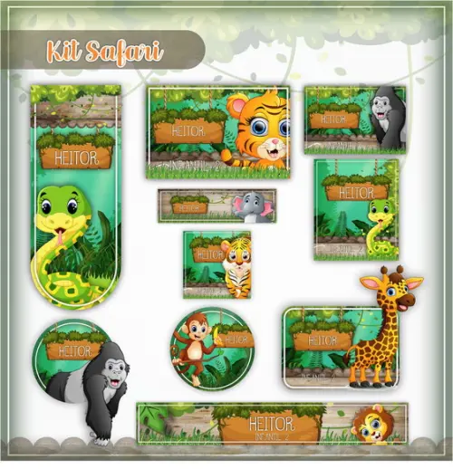 Arquivo de Corte - Etiqueta Escolar (safari) c