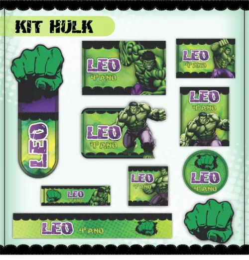 Arquivo de Corte - Etiqueta Escolar (hulk) D