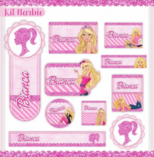 Arquivo de Corte - Etiqueta Escolar (barbie) c