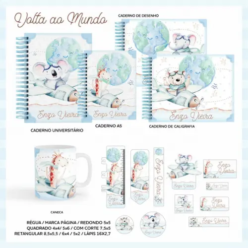 Arquivo Digital - Etiqueta Escolar (Volta ao Mundo) A