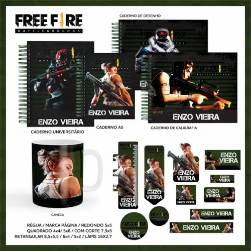 Arquivo Digital - Etiqueta Escolar (Free Fire) C