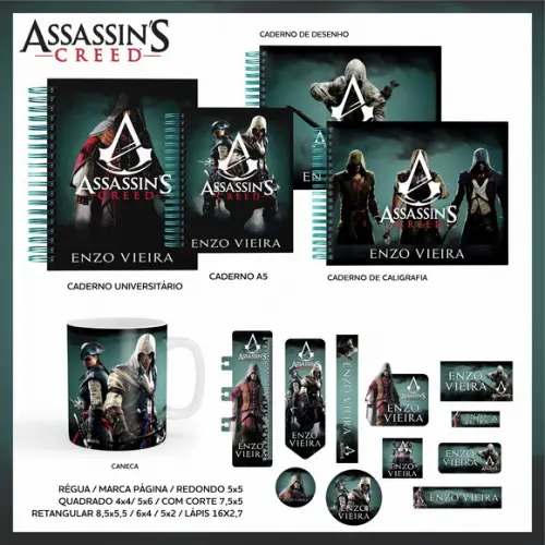 Arquivo Digital - Etiqueta Escolar (Assassin's Creed) A