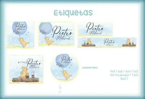 Arquivo Digital - Etiqueta Escolar (Ursinho Pooh) B