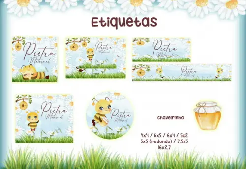 Arquivo Digital - Etiqueta Escolar (abelha) a