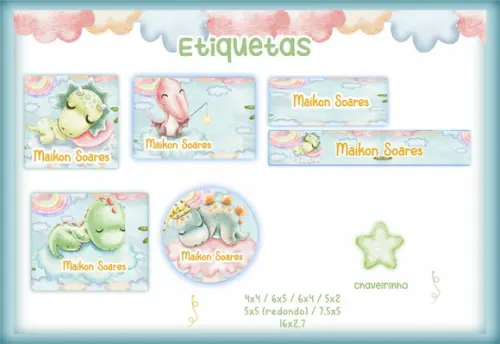 Arquivo Digital - Etiqueta Escolar (Dinossauros) D