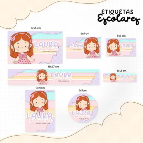 Arquivo de Corte - Etiqueta Escolar (menina Ruiva) a