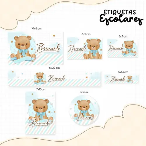 Arquivo de Corte - Etiqueta Escolar (ursinho) a
