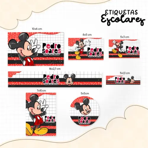 Arquivo de Corte - Etiqueta Escolar (mickey) c