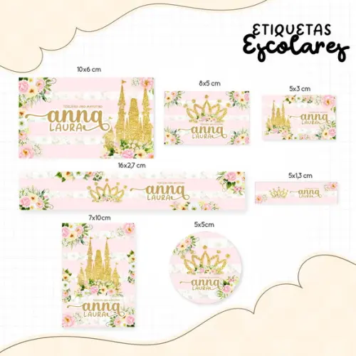 Arquivo de Corte - Etiqueta Escolar (princesas) c